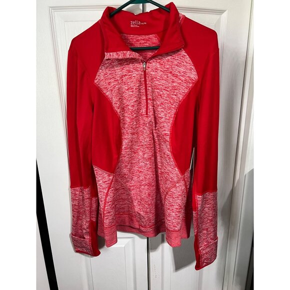 Zella Womens Red Blaze Slim Fit Performance 1/4 Zip Pullover Activewear Top XL - Picture 1 of 10